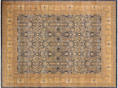 handmade Traditional Tabriz Blue Gold Hand Knotted RECTANGLE 100% WOOL area rug 9x12