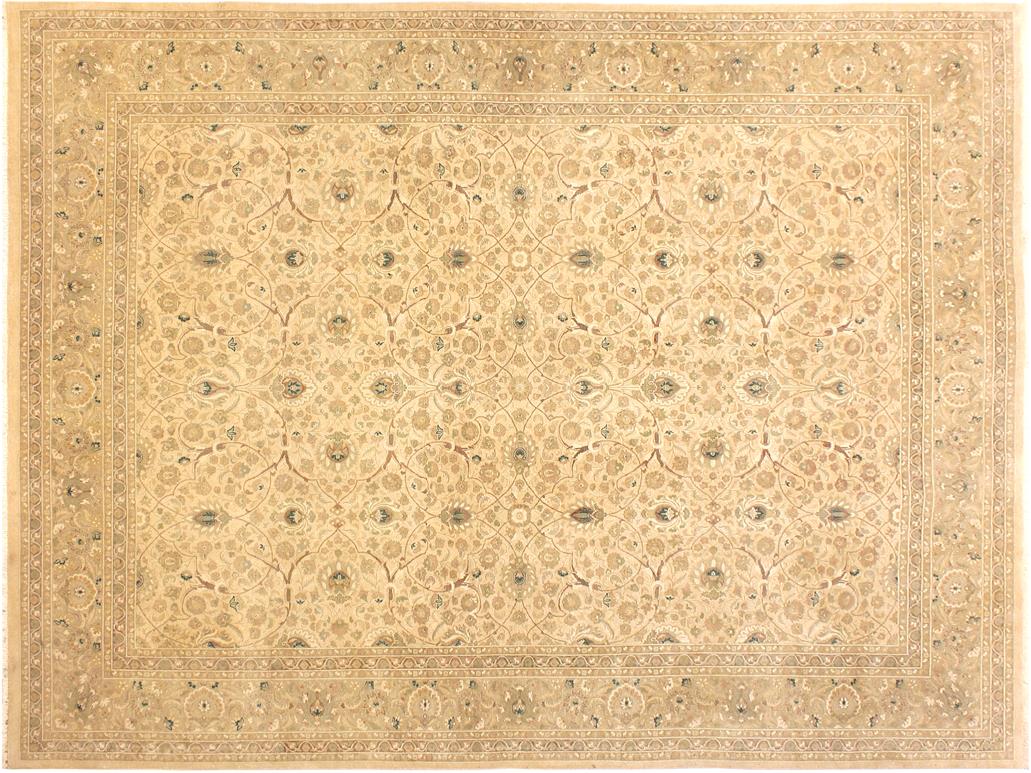 handmade Traditional Taj Beige Taupe Hand Knotted RECTANGLE 100% WOOL area rug 9x12