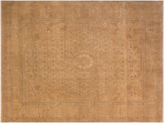 handmade Traditional  Tan Gold Hand Knotted RECTANGLE 100% WOOL area rug 9x12