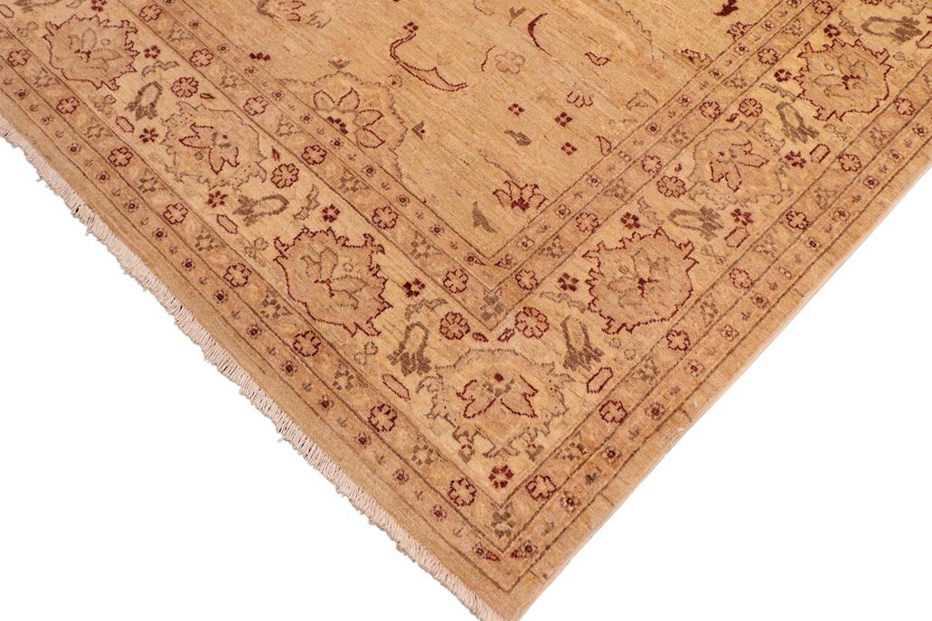 handmade Traditional Kafkaz Chobi Ziegler Tan Beige Hand Knotted RECTANGLE 100% WOOL area rug 8 x 10