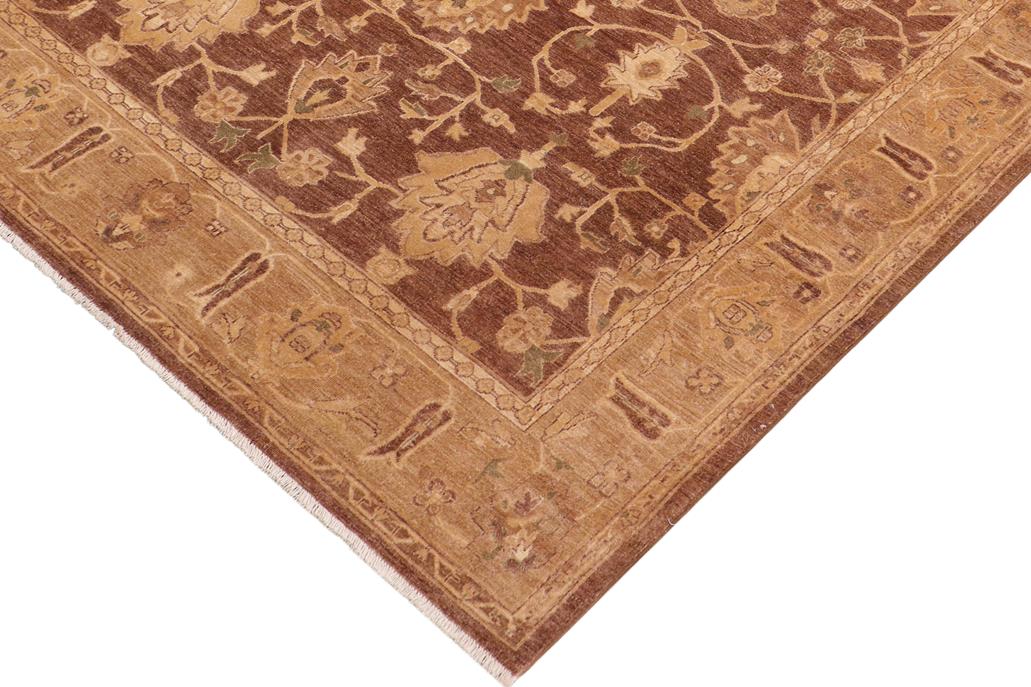 handmade Traditional Lahore Brown Tan Hand Knotted RECTANGLE 100% WOOL area rug 8 x 10