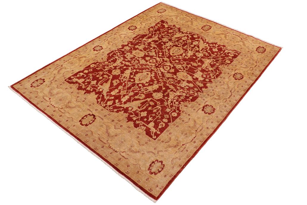 handmade Traditional Kafkaz Chobi Ziegler Rust Tan Hand Knotted RECTANGLE 100% WOOL area rug 8 x 10