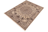 handmade Geometric Kafkaz Chobi Ziegler Ivory Beige Hand Knotted RECTANGLE 100% WOOL area rug 8 x 10