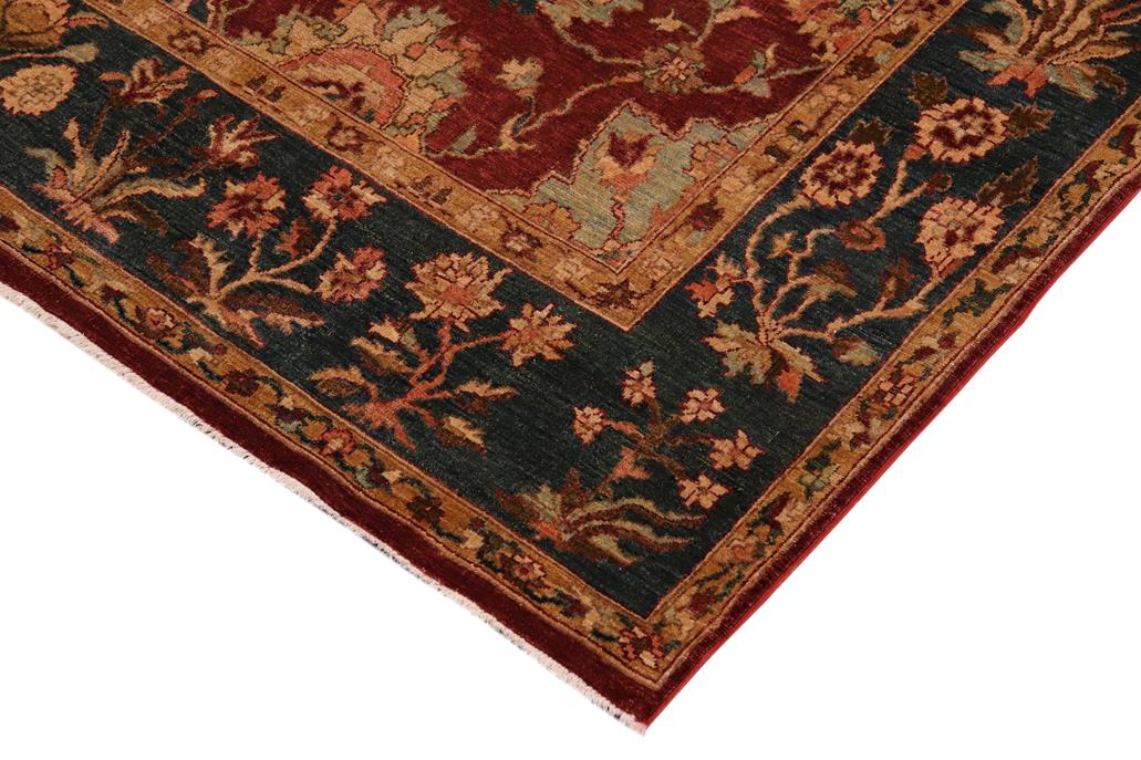 handmade Traditional Veg Dye Wine Red Green Hand Knotted RECTANGLE 100% WOOL area rug 9 x 12
