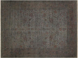 handmade Over Dyed Gray Charcoal Hand Knotted RECTANGLE 100% WOOL area rug 9x12