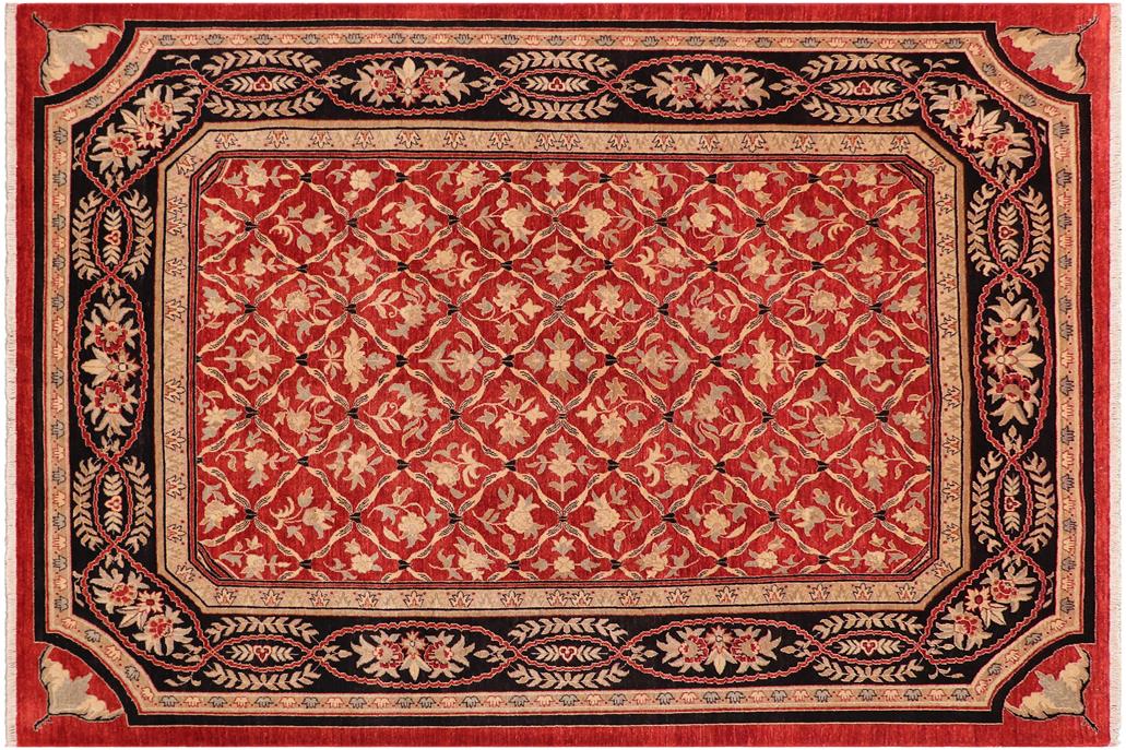 handmade Transitional Kafkaz Chobi Ziegler Red Black Hand Knotted RECTANGLE 100% WOOL area rug 9 x 12