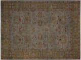 Over Dyed Joette Gray/Green Hand-Knotted Rug  8'10 x 11'11