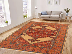 handmade Traditional Antique Tan Orange Hand Knotted RECTANGLE 100% WOOL area rug 8x10