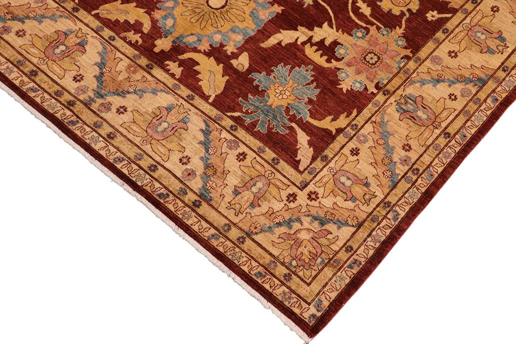 handmade Traditional Kafkaz Chobi Ziegler Red Tan Hand Knotted RECTANGLE 100% WOOL area rug 8 x 10