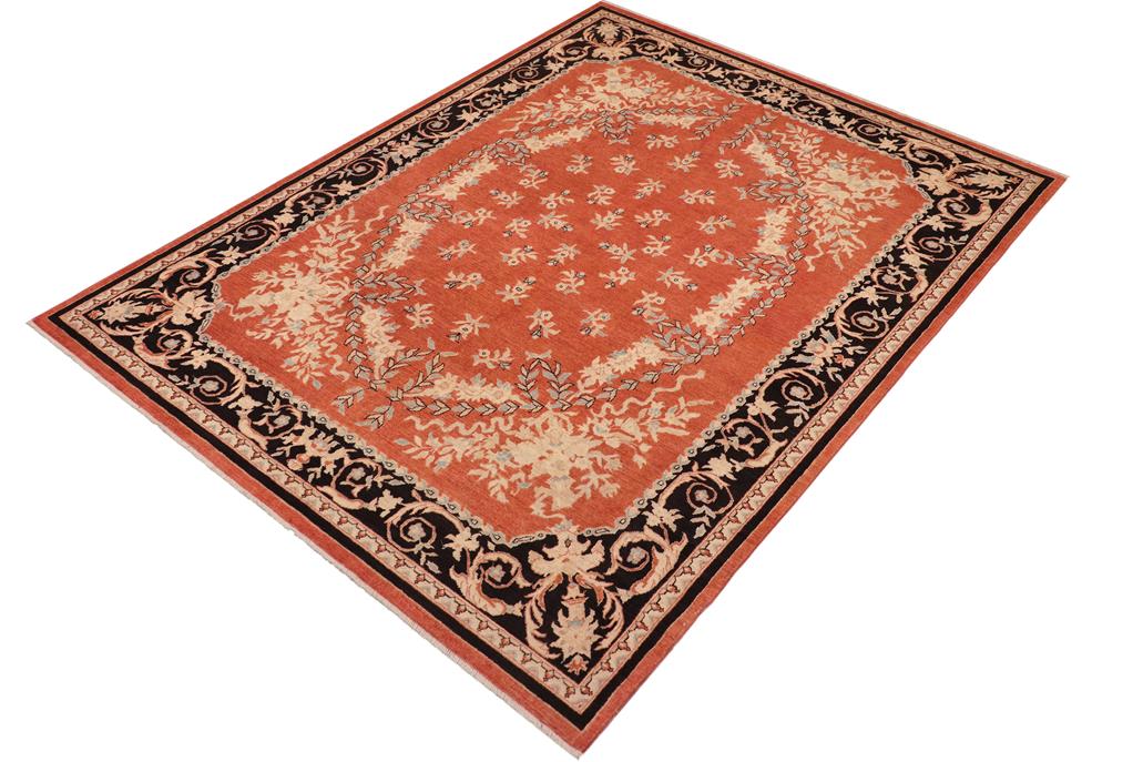 handmade Traditional Kafkaz Chobi Ziegler Rust Black Hand Knotted RECTANGLE 100% WOOL area rug 10 x 13