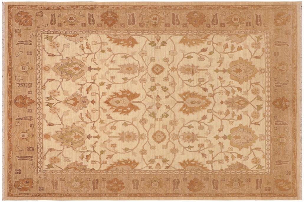 handmade Traditional Kafkaz Chobi Ziegler Beige Tan Hand Knotted RECTANGLE 100% WOOL area rug 8 x 10