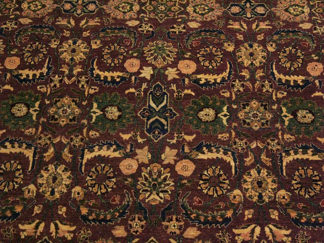 handmade Traditional Lahore Aubergine Blue Hand Knotted RECTANGLE 100% WOOL area rug 9x12