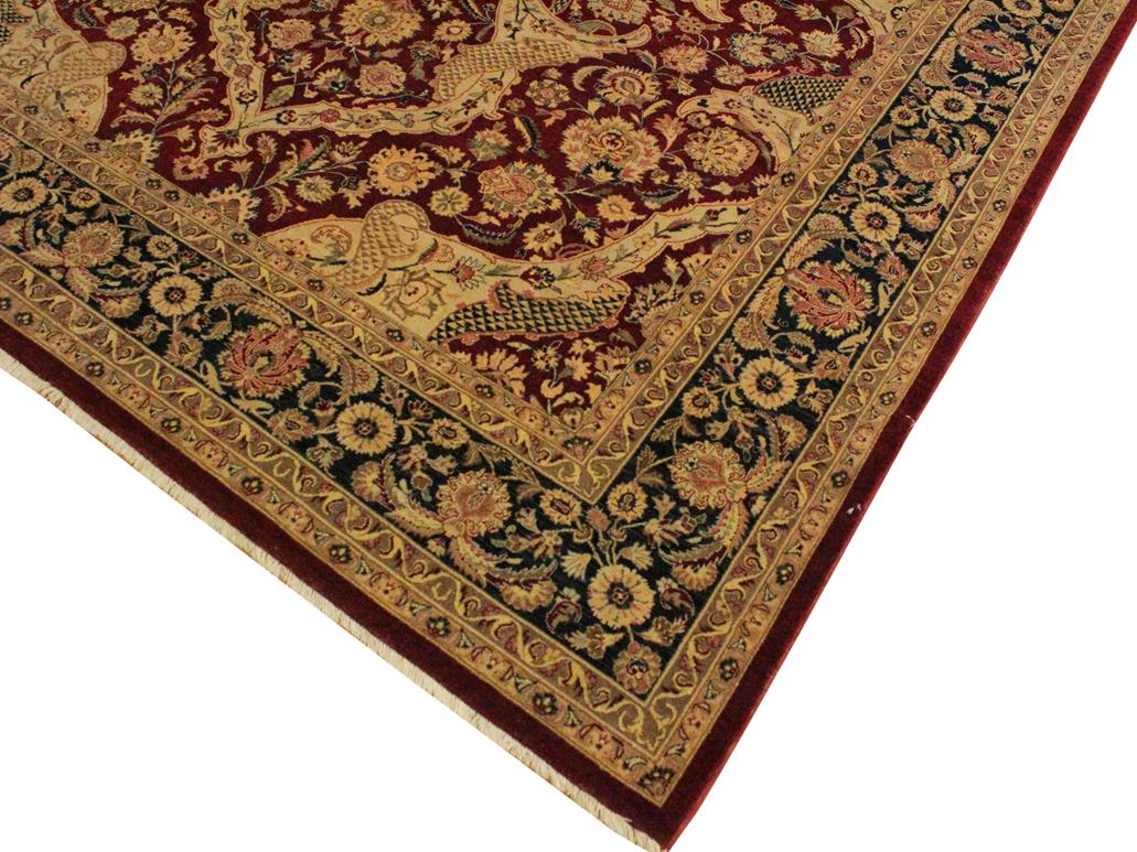 handmade Traditional Agra Red Blue Hand Knotted RECTANGLE 100% WOOL area rug 9x12