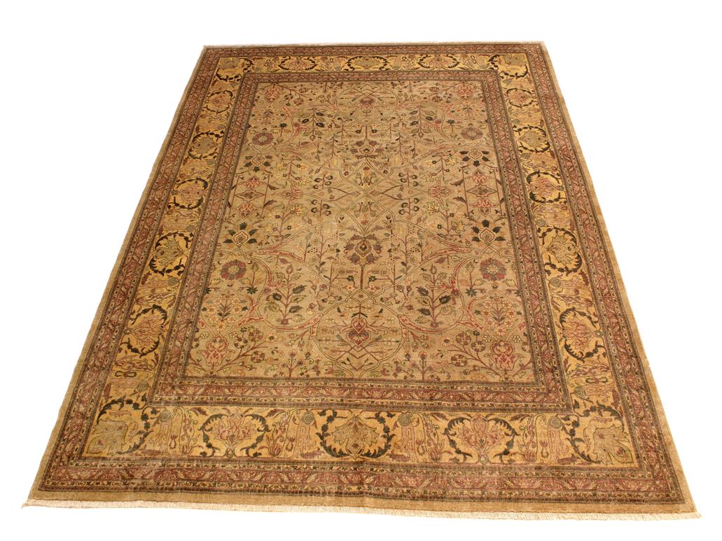 handmade Traditional Lahore Lt. Tan Tan Hand Knotted RECTANGLE 100% WOOL area rug 9x12
