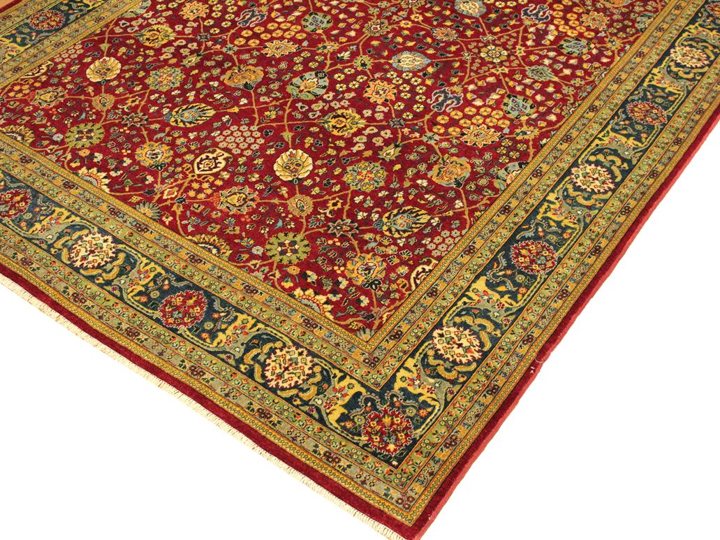 handmade Traditional Design Red Teal Hand Knotted RECTANGLE 100% WOOL area rug 9x12