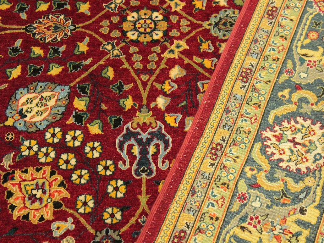 handmade Traditional Design Red Teal Hand Knotted RECTANGLE 100% WOOL area rug 9x12