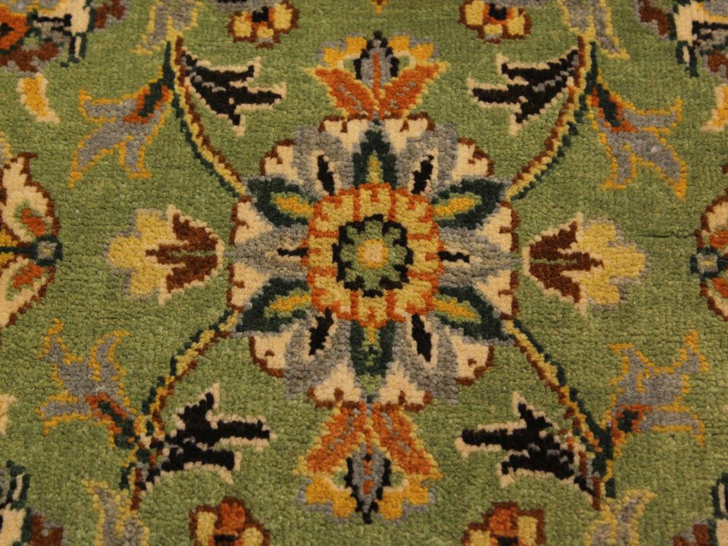 handmade Traditional  Green Gold Hand Knotted RECTANGLE 100% WOOL area rug 9x12