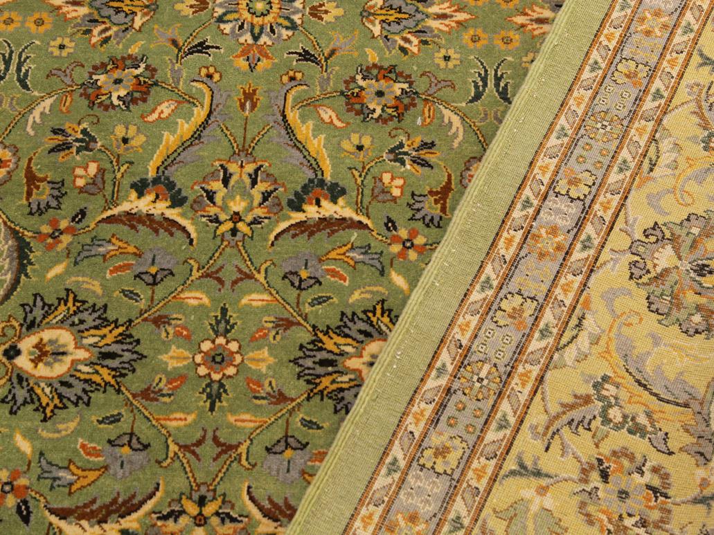 handmade Traditional  Green Gold Hand Knotted RECTANGLE 100% WOOL area rug 9x12