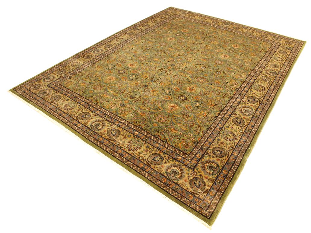 handmade Traditional  Lt. Green Gold Hand Knotted RECTANGLE 100% WOOL area rug 9x12