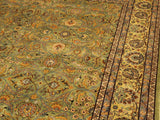 handmade Traditional  Lt. Green Gold Hand Knotted RECTANGLE 100% WOOL area rug 9x12