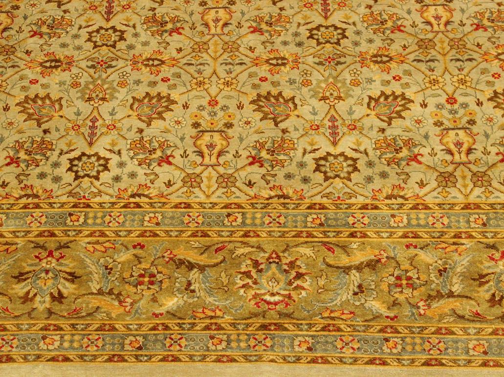 handmade Traditional Design Lt. Gray Gold Hand Knotted RECTANGLE 100% WOOL area rug 9x12