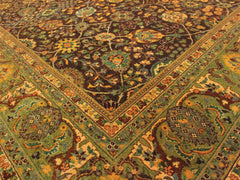 handmade Traditional Design Brown Lt. Green Hand Knotted RECTANGLE 100% WOOL area rug 9x12