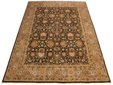 handmade Traditional Lahore Brown Lt. Gray Hand Knotted RECTANGLE 100% WOOL area rug 9x12