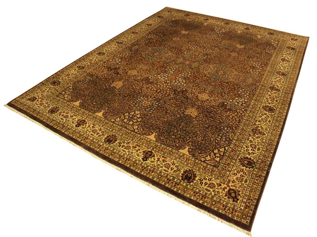 handmade Traditional Design Brown Lt. Tan Hand Knotted RECTANGLE 100% WOOL area rug 9x12