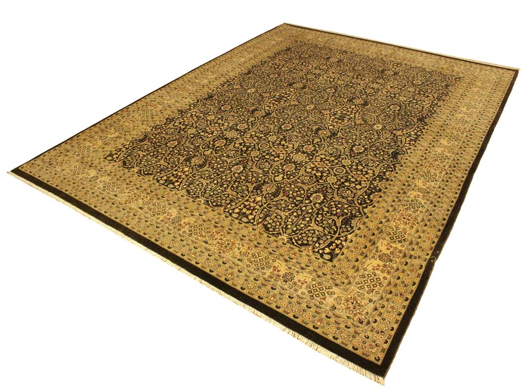 handmade Traditional Tabriz Brown Tan Hand Knotted RECTANGLE 100% WOOL area rug 9x12