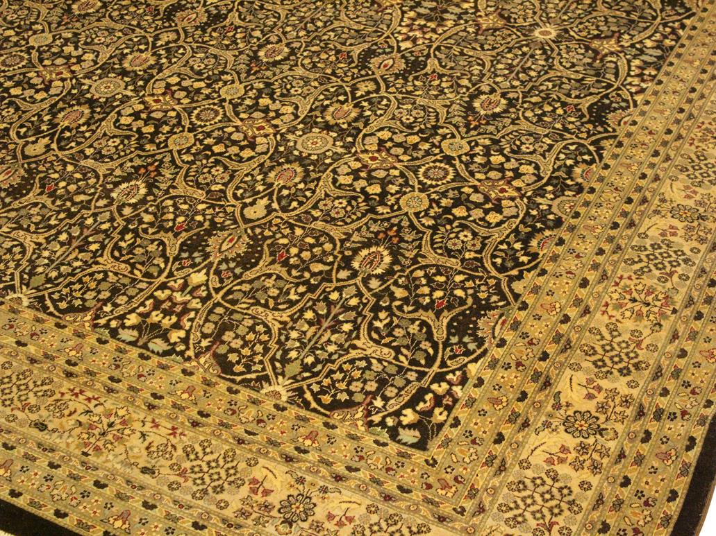 handmade Traditional Tabriz Brown Tan Hand Knotted RECTANGLE 100% WOOL area rug 9x12