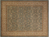handmade Traditional Design Green Ivory Hand Knotted RECTANGLE 100% WOOL area rug 9x12