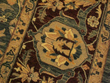handmade Traditional Lahore Blue Aubergine Hand Knotted RECTANGLE 100% WOOL area rug 9x12