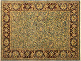 handmade Traditional Lahore Blue Aubergine Hand Knotted RECTANGLE 100% WOOL area rug 9x12