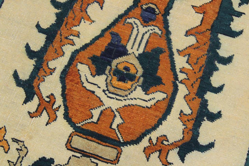 handmade Traditional Kafkaz Chobi Ivory Rust Hand Knotted RUNNER 100% WOOL area rug 3 x 10