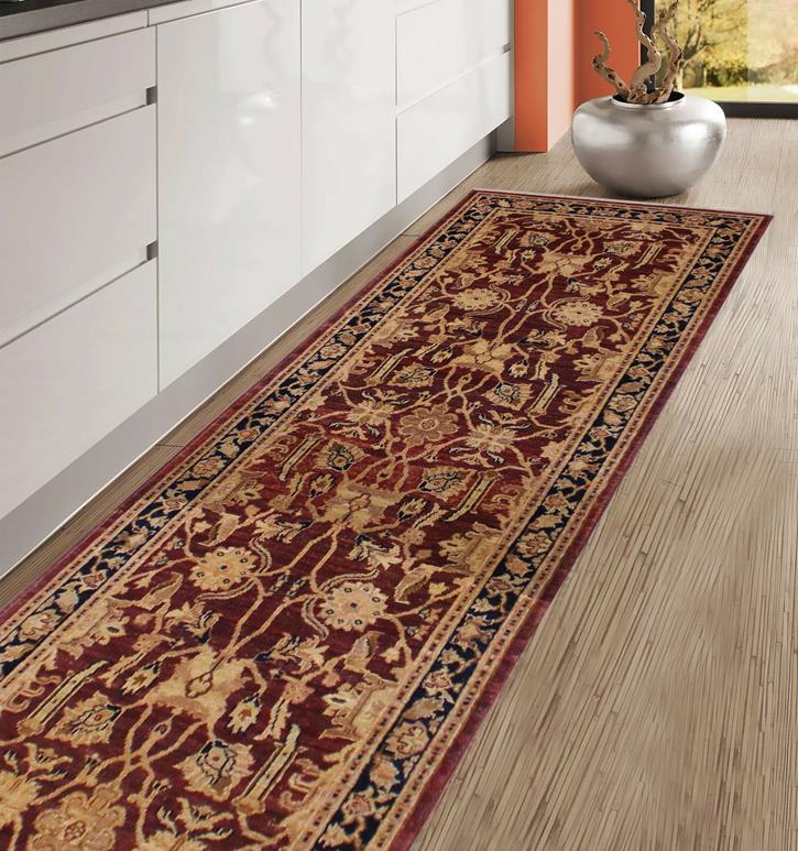 handmade Traditional Kafkaz Red Blue Hand Knotted RUNNER 100% WOOL area rug 3 x 12