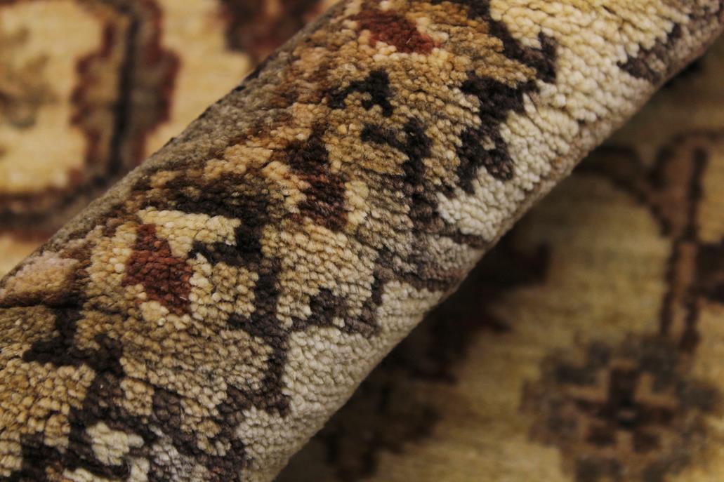 handmade Traditional Kafkaz Ivory Brown Hand Knotted RUNNER 100% WOOL area rug 3 x 10