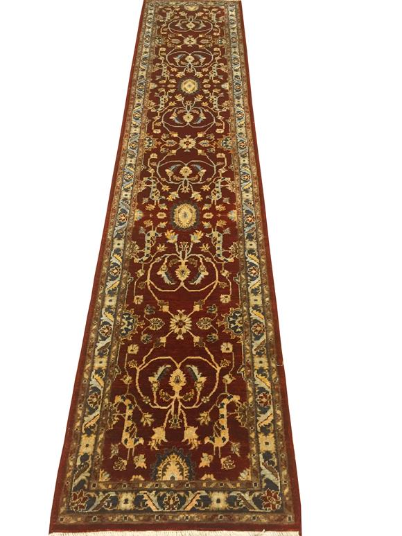 handmade Traditional Kafkaz Red Blue Hand Knotted RUNNER 100% WOOL area rug 2 x 12