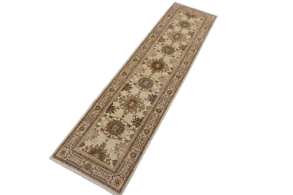 handmade Traditional Kafkaz Beige Brown Hand Knotted RUNNER 100% WOOL area rug 3 x 10