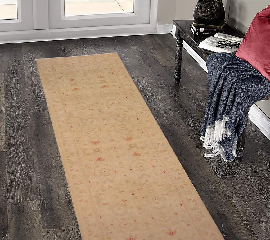 handmade Traditional Kafkaz Tan Brown Hand Knotted RUNNER 100% WOOL area rug 3 x 15