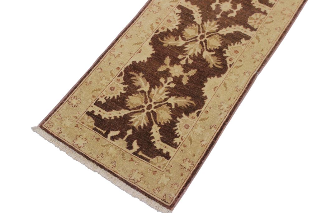 handmade Traditional Kafkaz Brown Tan Hand Knotted RUNNER 100% WOOL area rug 3 x 10