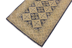 handmade Traditional Kafkaz Blue Beige Hand Knotted RUNNER 100% WOOL area rug 3 x 8