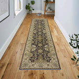 handmade Traditional Kafkaz Charcoal Brown Hand Knotted RUNNER 100% WOOL area rug 27" x 10