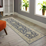 handmade Traditional Kafkaz Gray Ivory Hand Knotted RUNNER 100% WOOL area rug 27" x 8
