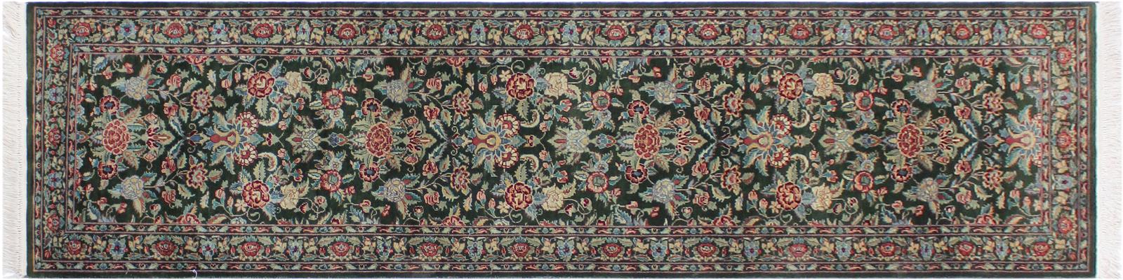 handmade Traditional Sohil Green Blue Hand Knotted RUNNER 100% WOOL area rug 3x10