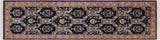 handmade Traditional Kashan Blue Gold Hand Knotted RUNNER 100% WOOL area rug 3x10