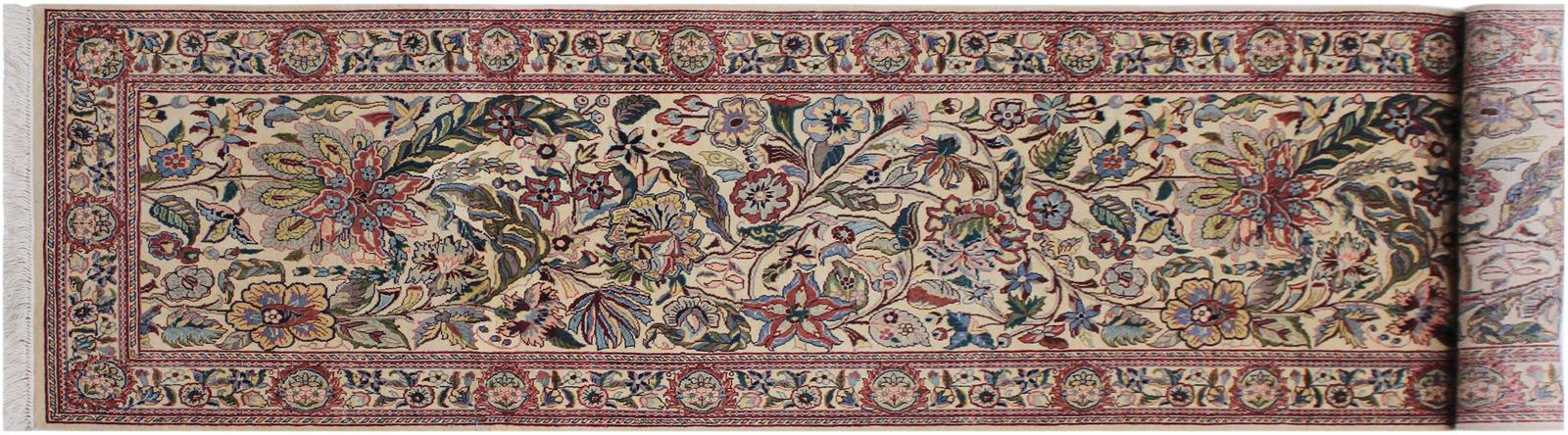 handmade Traditional Kashan Beige Pink Hand Knotted RUNNER 100% WOOL area rug 3x11