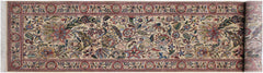 handmade Traditional Kashan Beige Pink Hand Knotted RUNNER 100% WOOL area rug 3x11