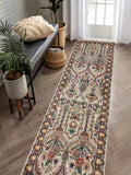 handmade Traditional Mahal Beige Blue Hand Knotted RUNNER 100% WOOL area rug 3x12