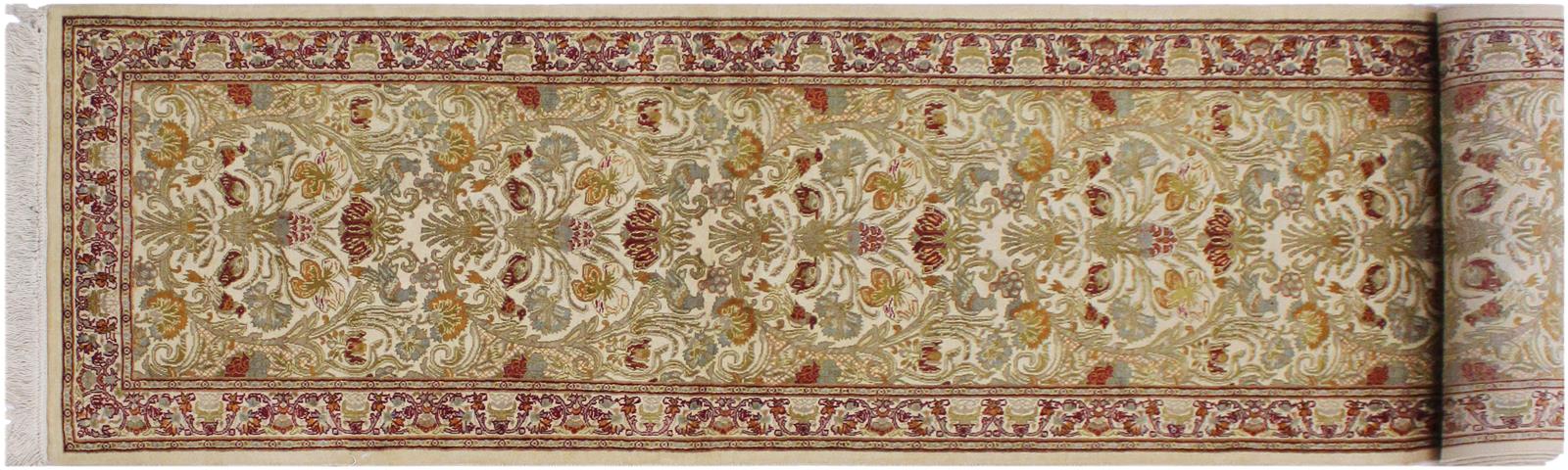 handmade Traditional William Ivory Rust Hand Knotted RUNNER 100% WOOL area rug 3x12