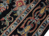 handmade Traditional Kashan Black Gray Hand Knotted RUNNER 100% WOOL area rug 3x10
